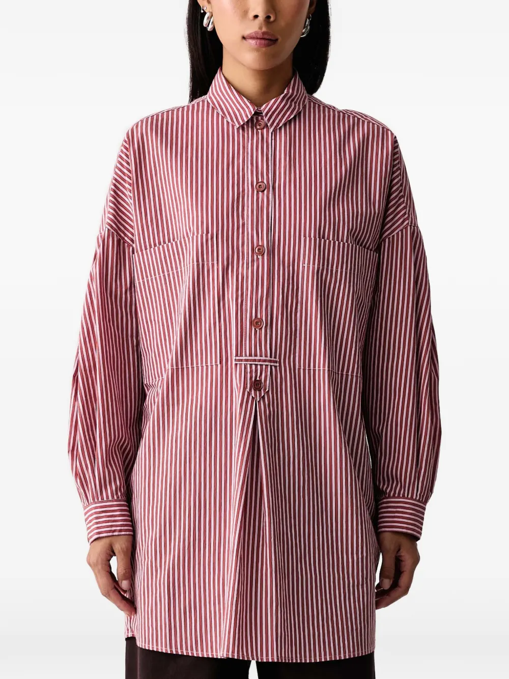 Sessùn Fontella striped button-down mini dress - Red