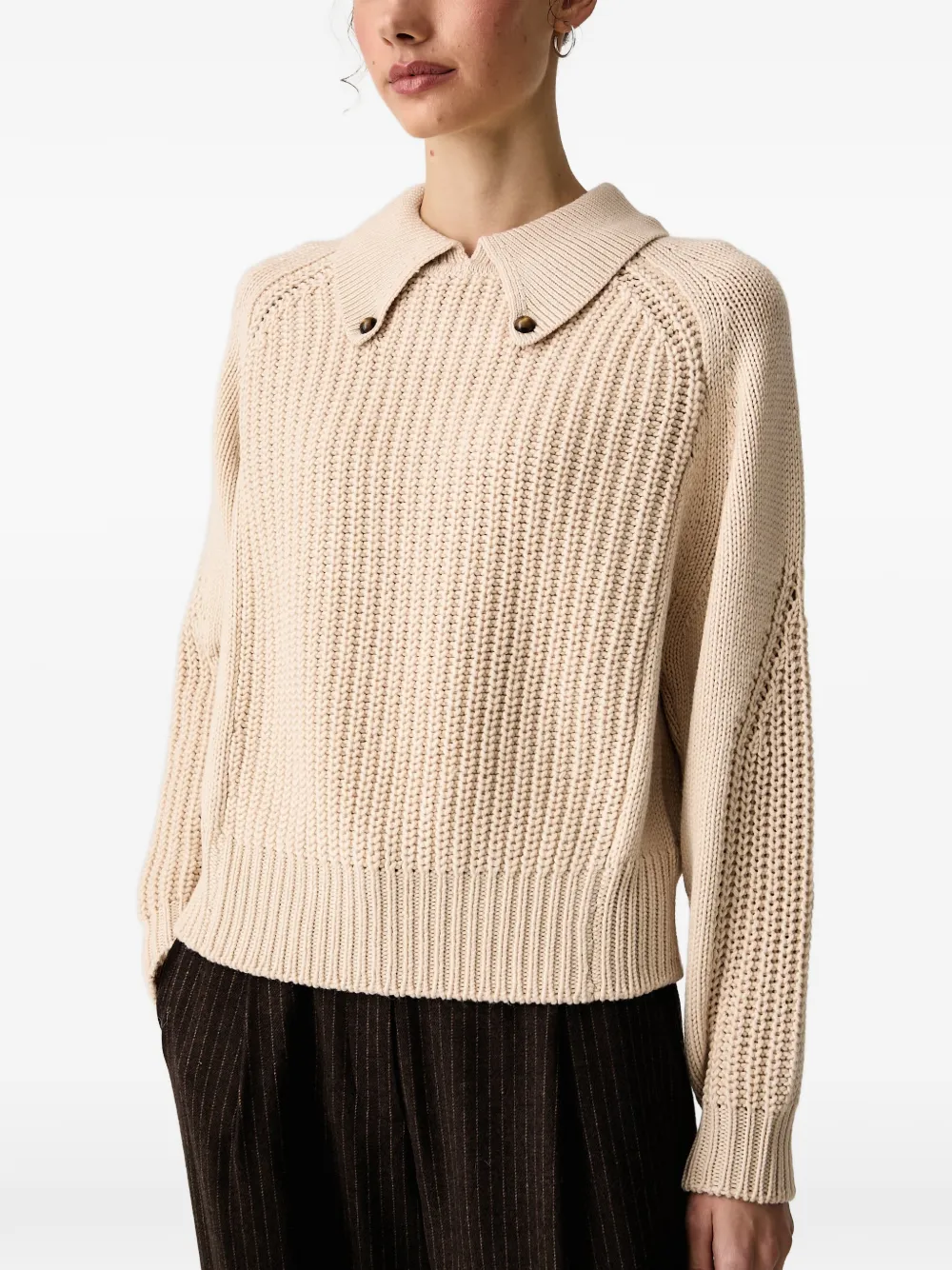 Sessùn Afang button-detail ribbed sweater Beige