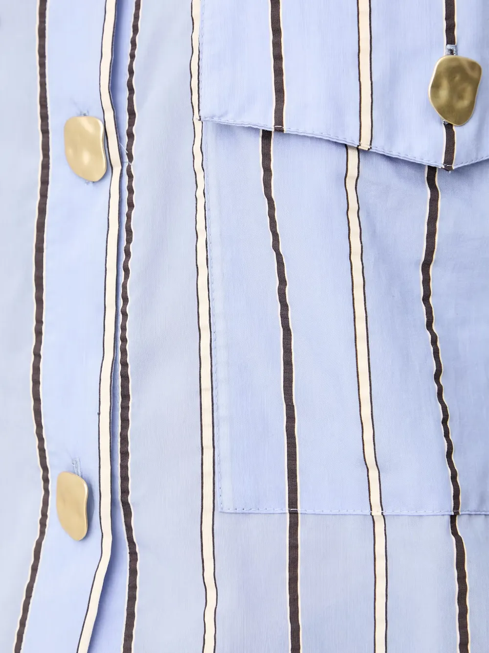Sessùn Balanca vertical-stripe cropped shirt Blauw
