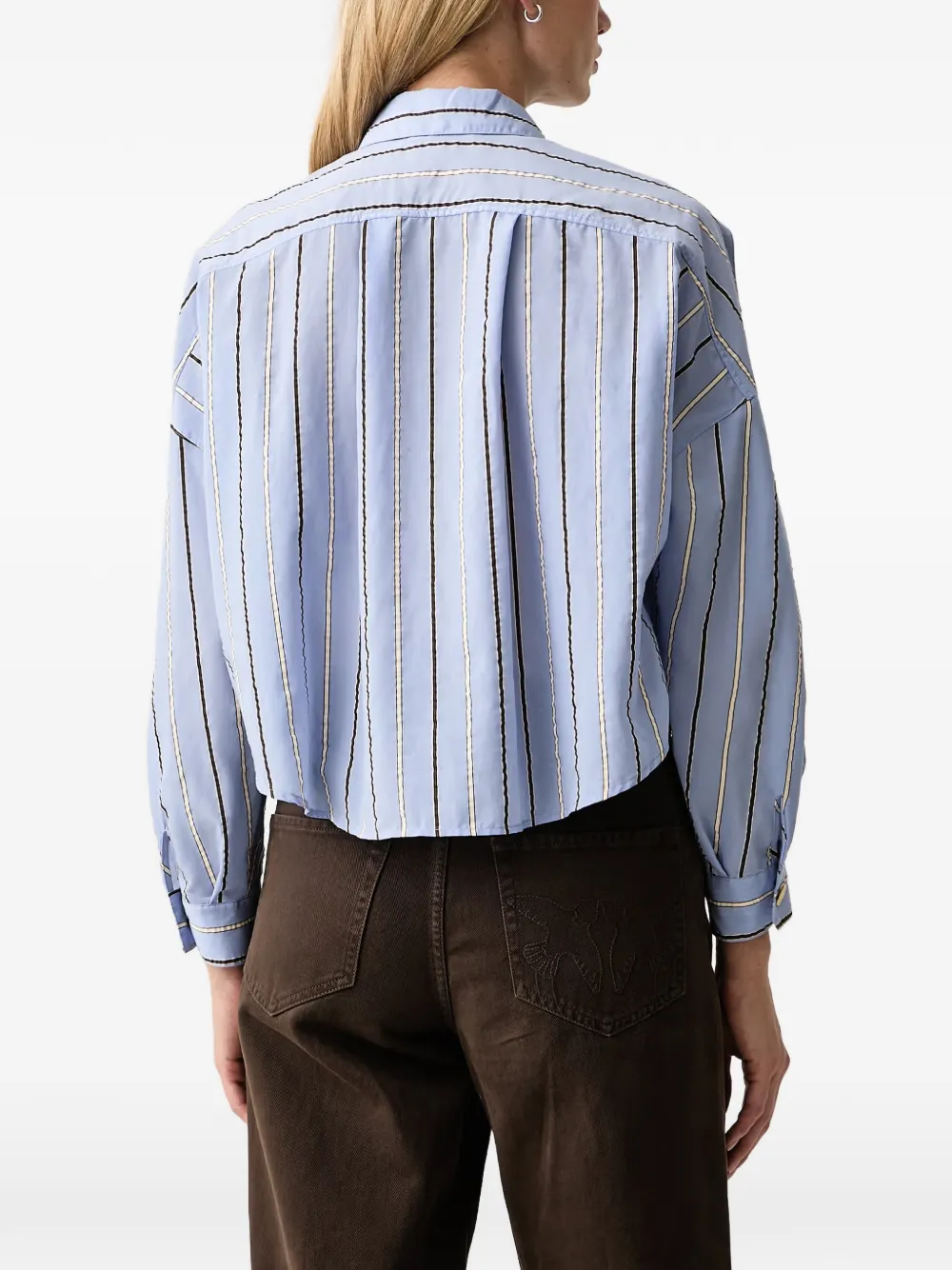 Sessùn Balanca vertical-stripe cropped shirt Blauw
