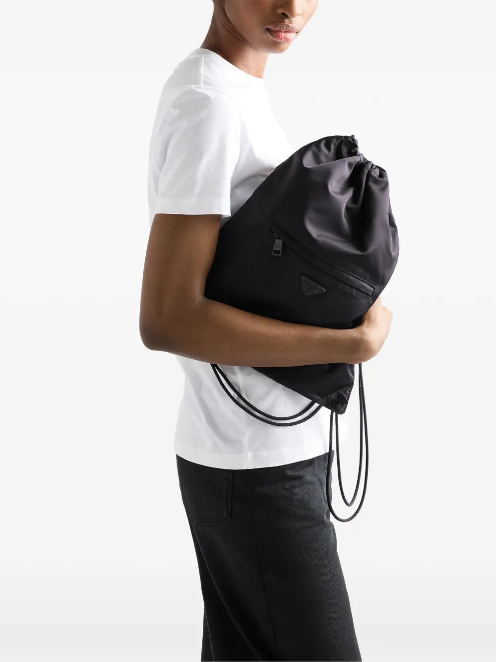 Prada Re-Nylon drawstring backpack Zwart