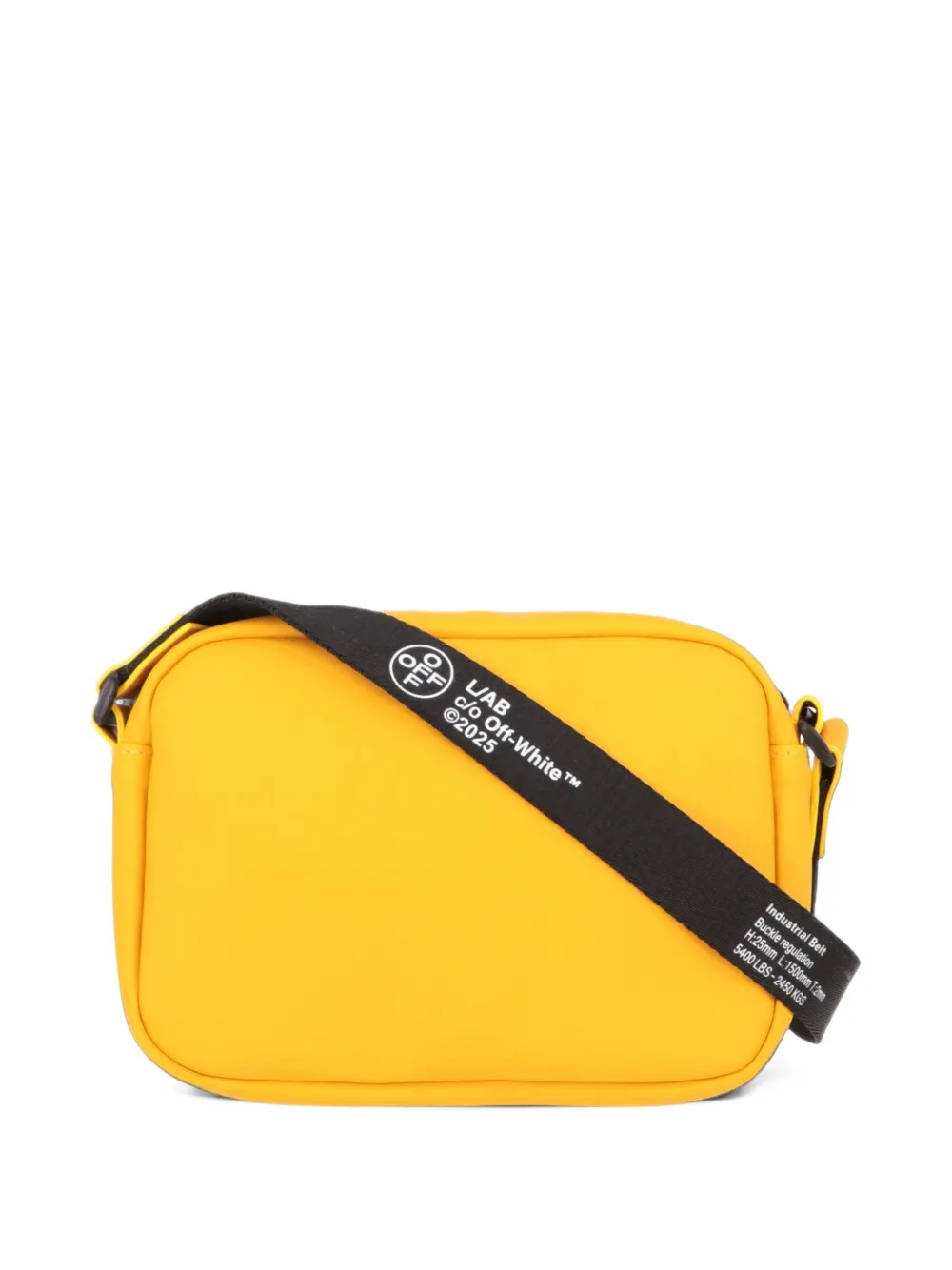 L ab c o Off-White logo-embossed industrial-strap shoulder bag Geel