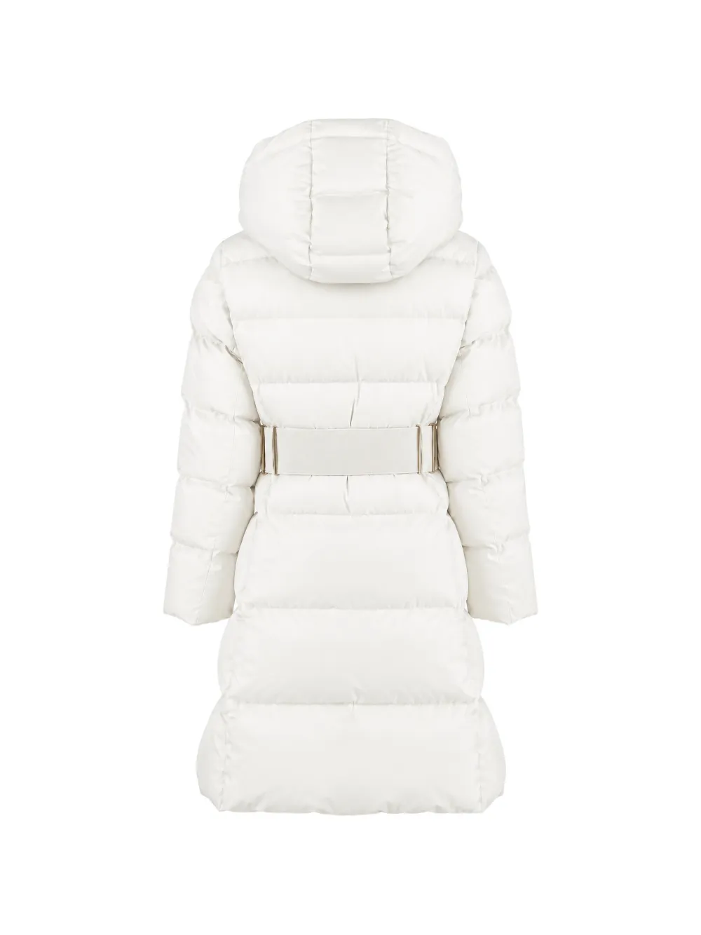 Elisabetta Franchi La Mia Bambina belted hooded puffer jacket Wit