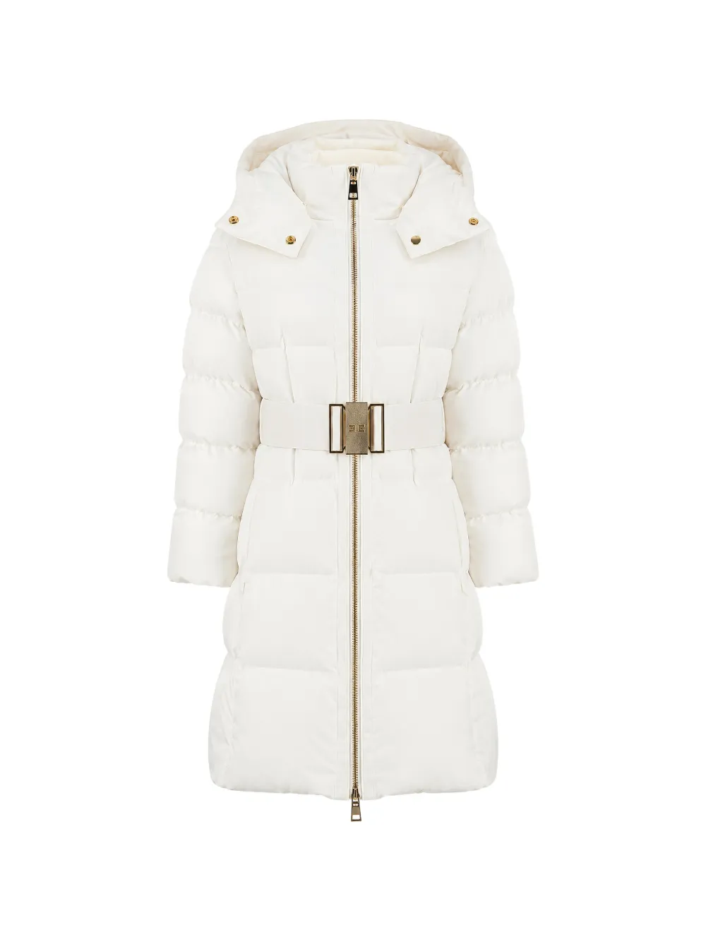 Elisabetta Franchi La Mia Bambina belted hooded puffer jacket - Blanc Elisabetta Franchi La Mia Bambina belted hooded puffer jacket - Blanc