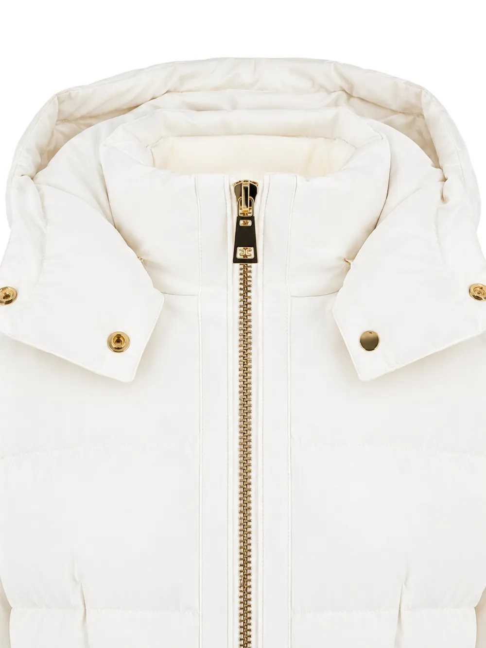 Elisabetta Franchi La Mia Bambina belted hooded puffer jacket Wit