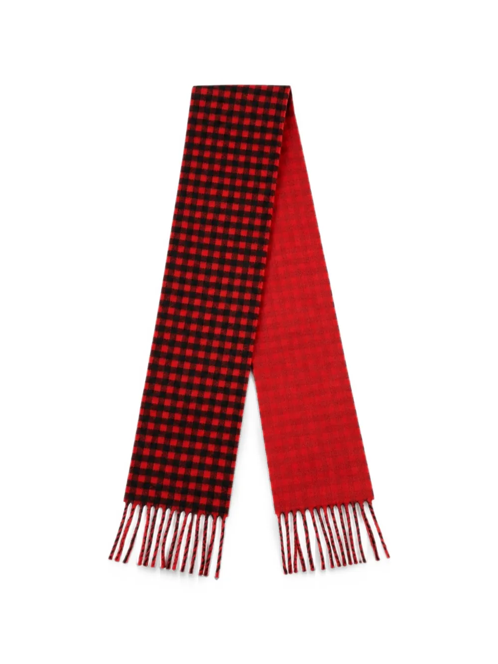 AMI Paris red checkered wool scarf with Ami de Coeur Rood