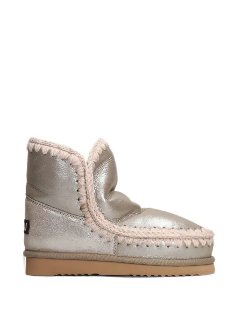 Mou crochet-trim metallic ankle boots