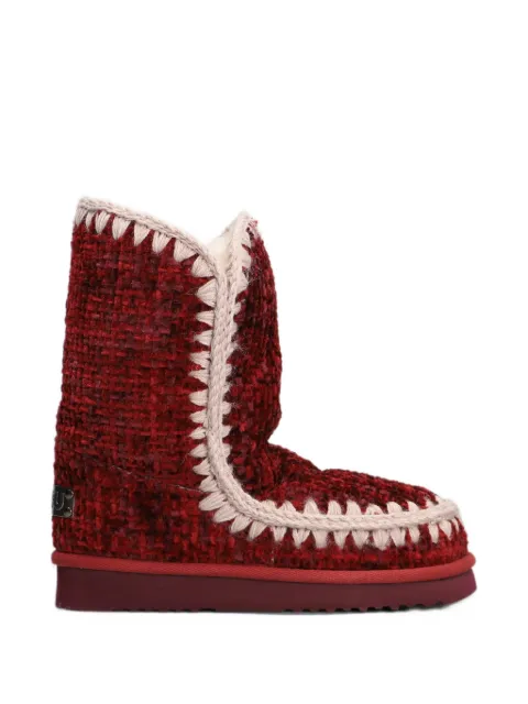 Mou crochet-trim bouclé ankle boots