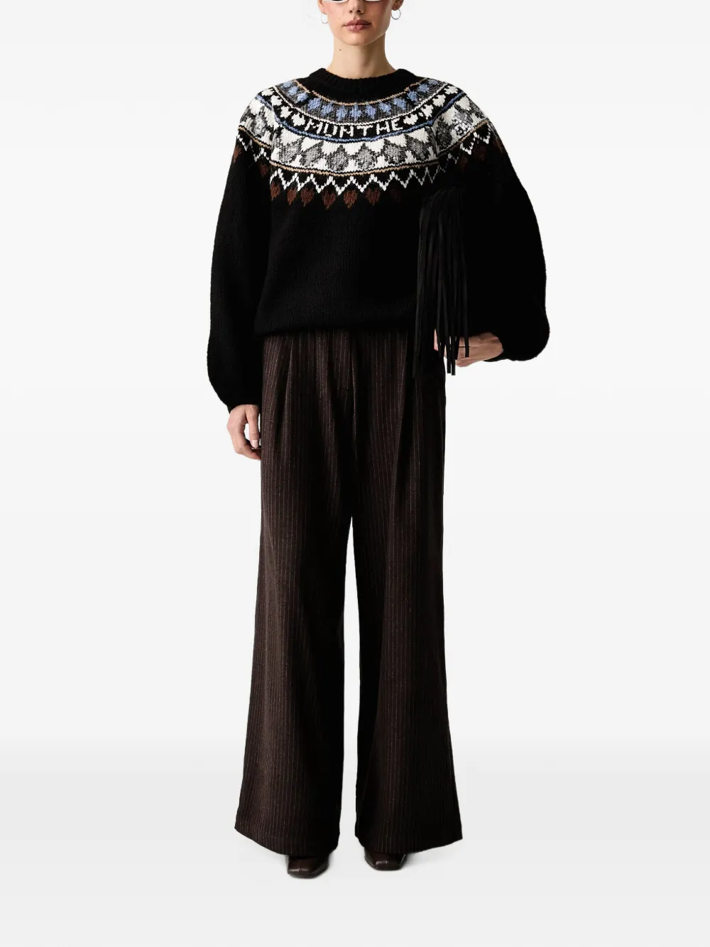 Sessùn Orozco pinstripe-pattern pleated trousers Bruin