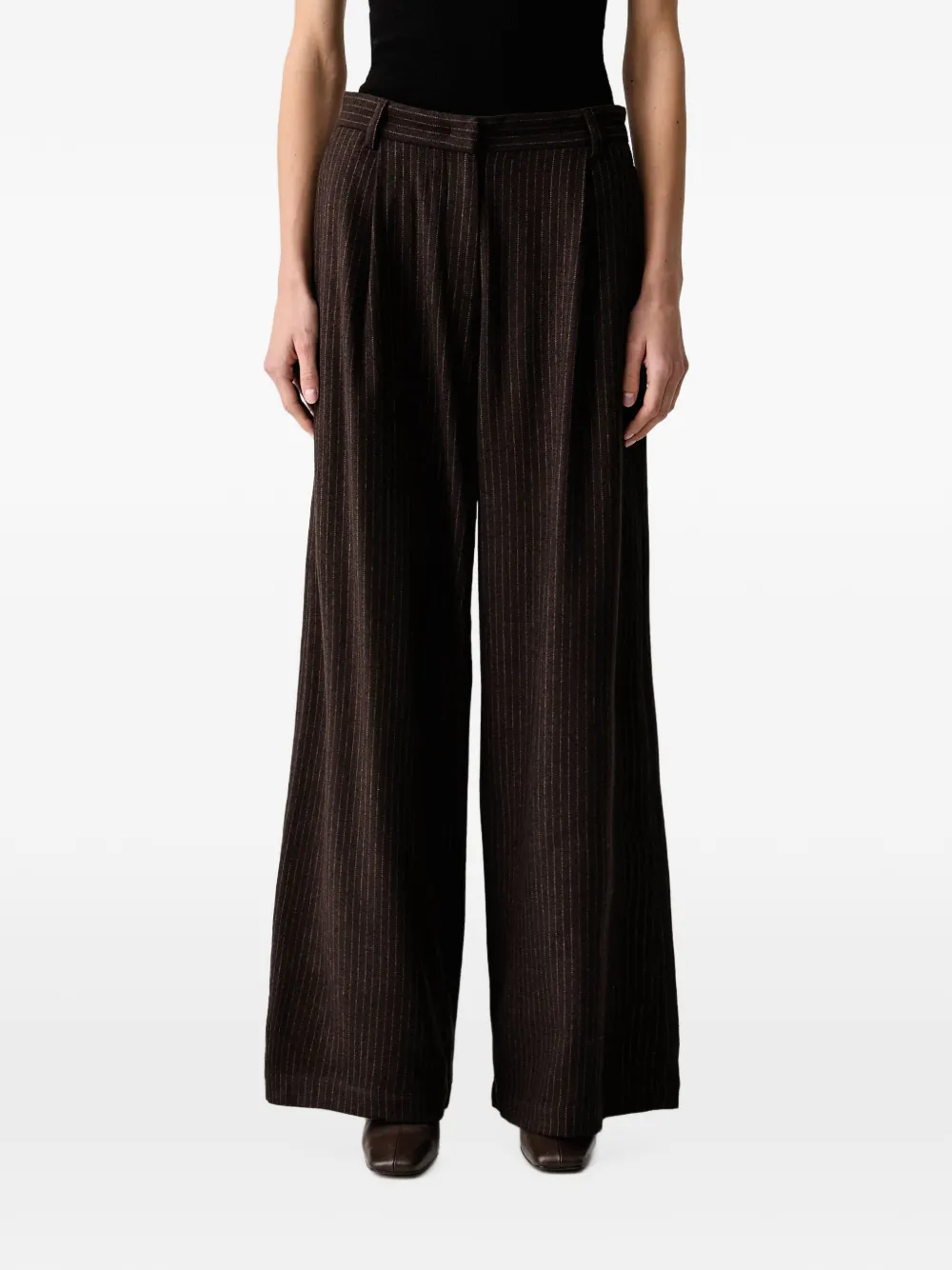 Sessùn Orozco pinstripe-pattern pleated trousers Bruin