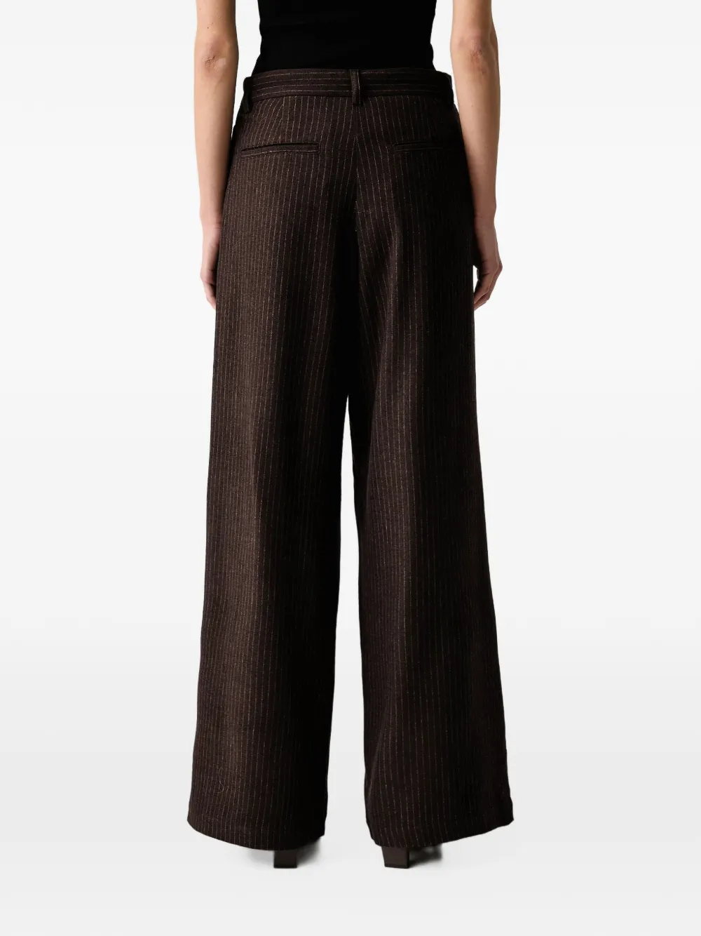 Sessùn Orozco pinstripe-pattern pleated trousers Bruin