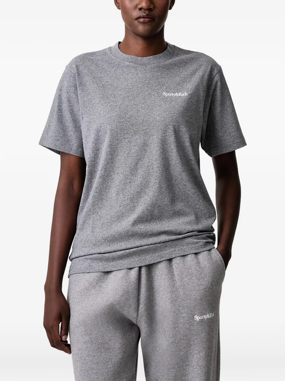 Sporty & Rich Cameron Serif logo-print T-shirt Grijs