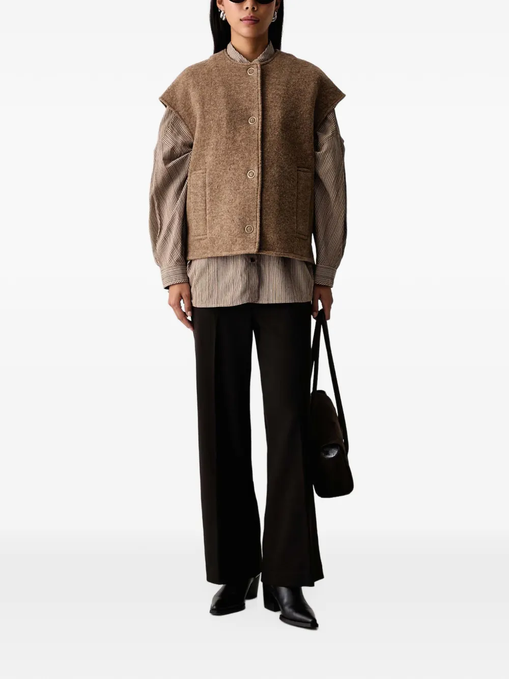 Sessùn Hanzo button-up sleeveless jacket Bruin