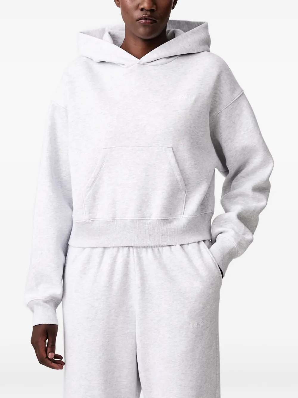 Sporty & Rich logo-embroidered hoodie Grijs