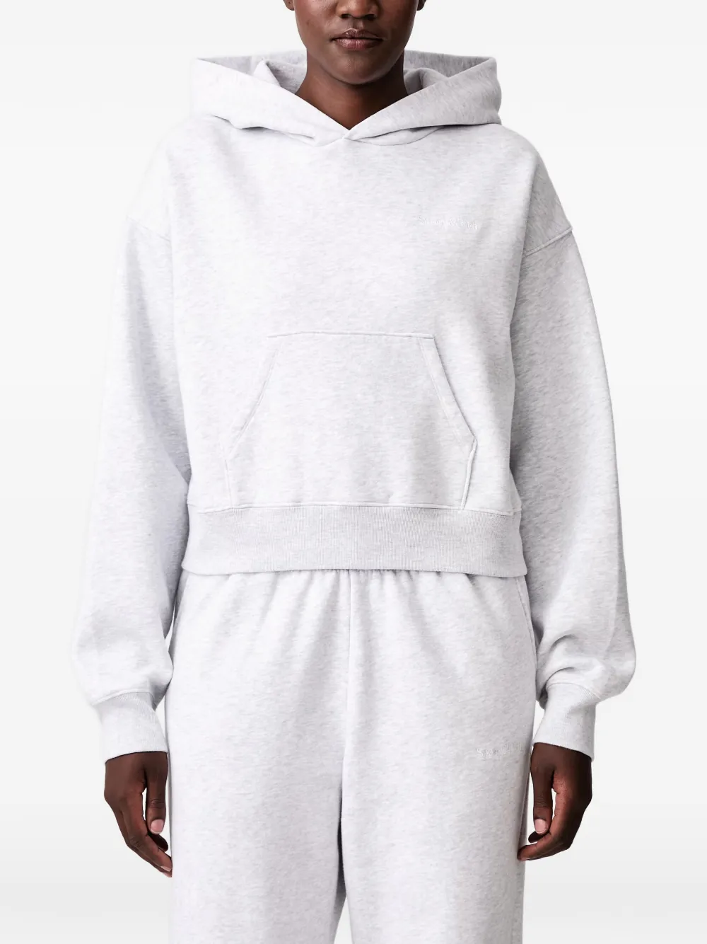 Sporty & Rich logo-embroidered hoodie Grijs