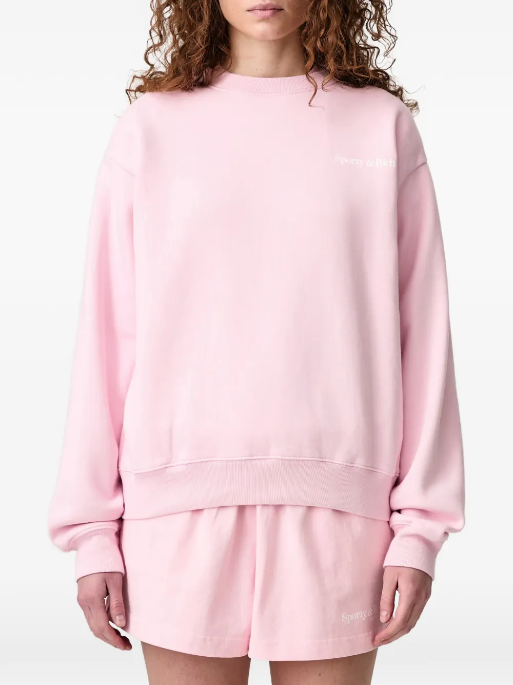 Sporty & Rich logo-print sweatshirt Roze