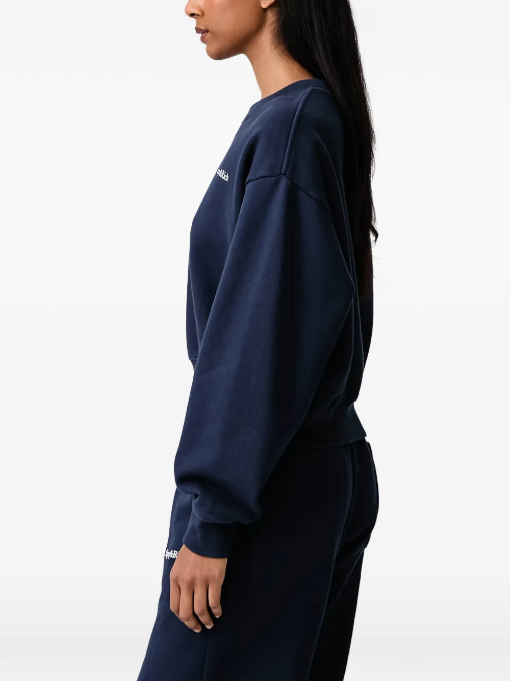 Sporty & Rich logo-print cropped sweatshirt Blauw
