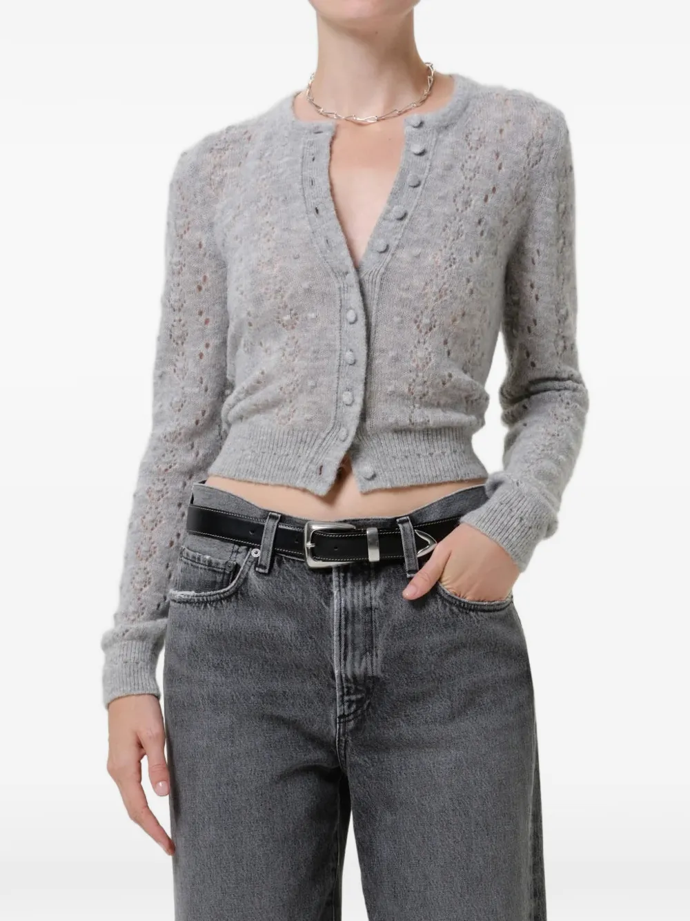 Citizens of Humanity Tabitha pointelle-knit cardigan Grijs