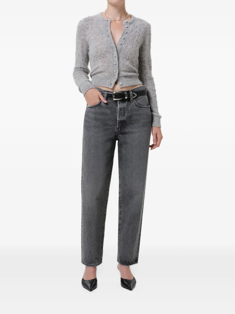 Citizens of Humanity Tabitha pointelle-knit cardigan Grijs