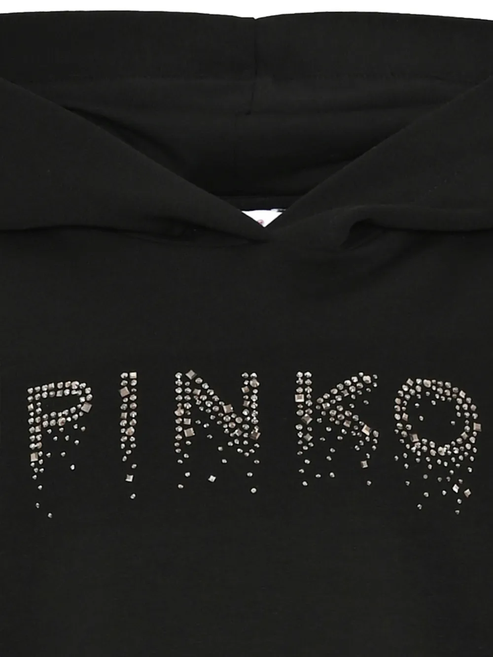 Pinko Kids Hoodie met logo van stras Zwart