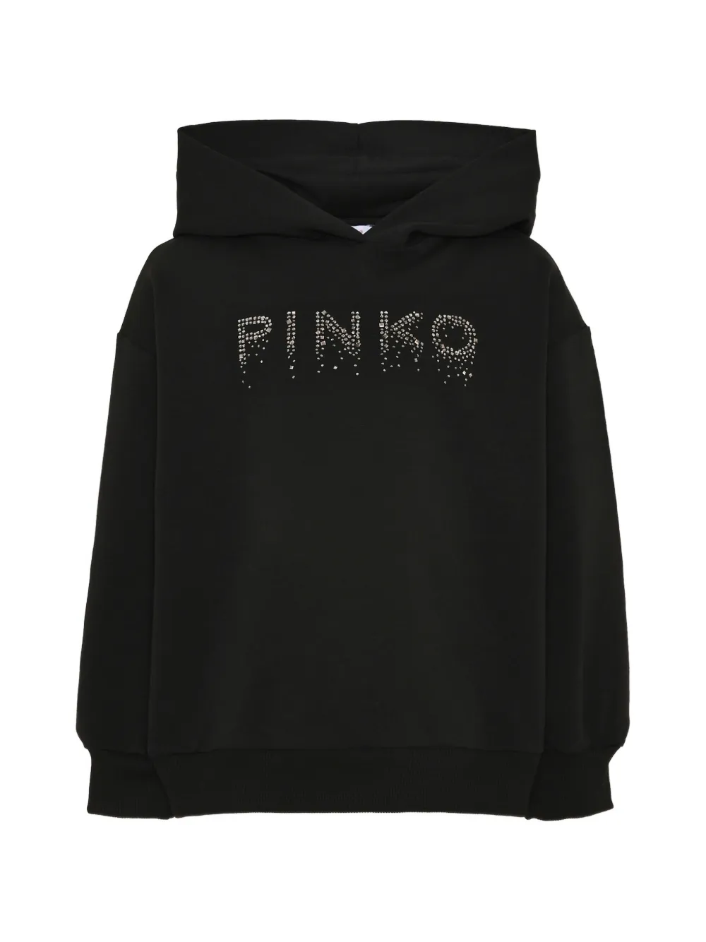 Pinko Kids rhinestone-logo hoodie - Nero