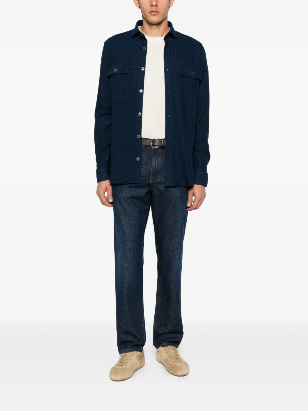 Alberto Gozzi button-up chest-pocket shirt - Blue