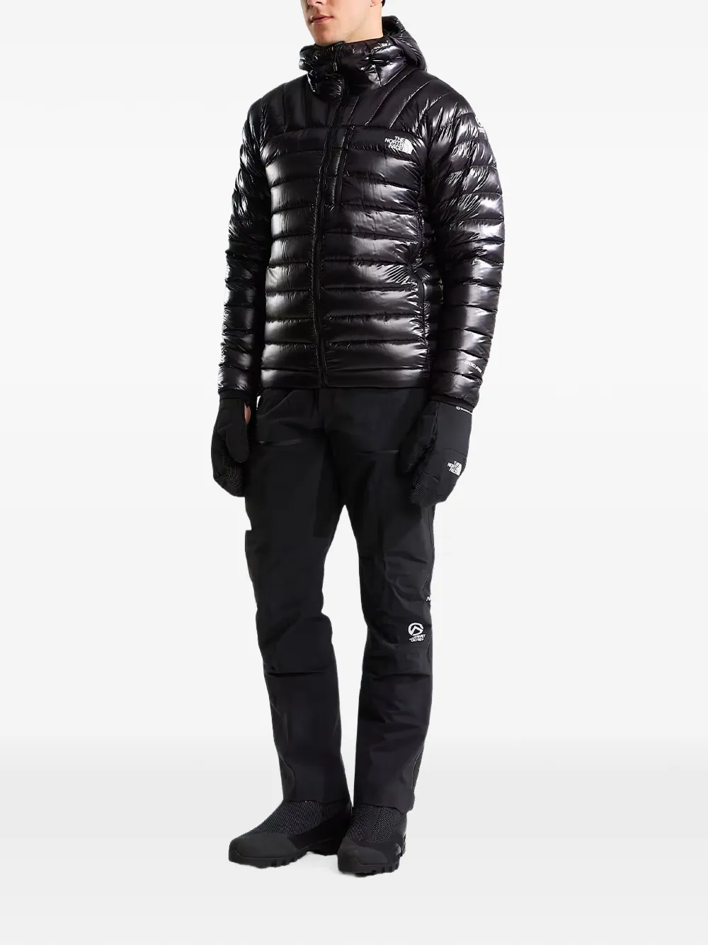 The North Face Summit Series quilted hooded jacket Zwart