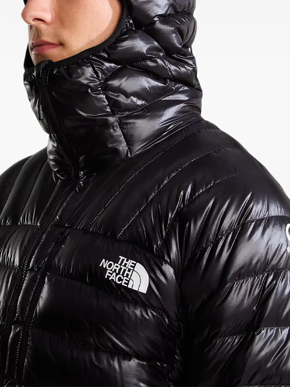 The North Face Summit Series quilted hooded jacket Zwart