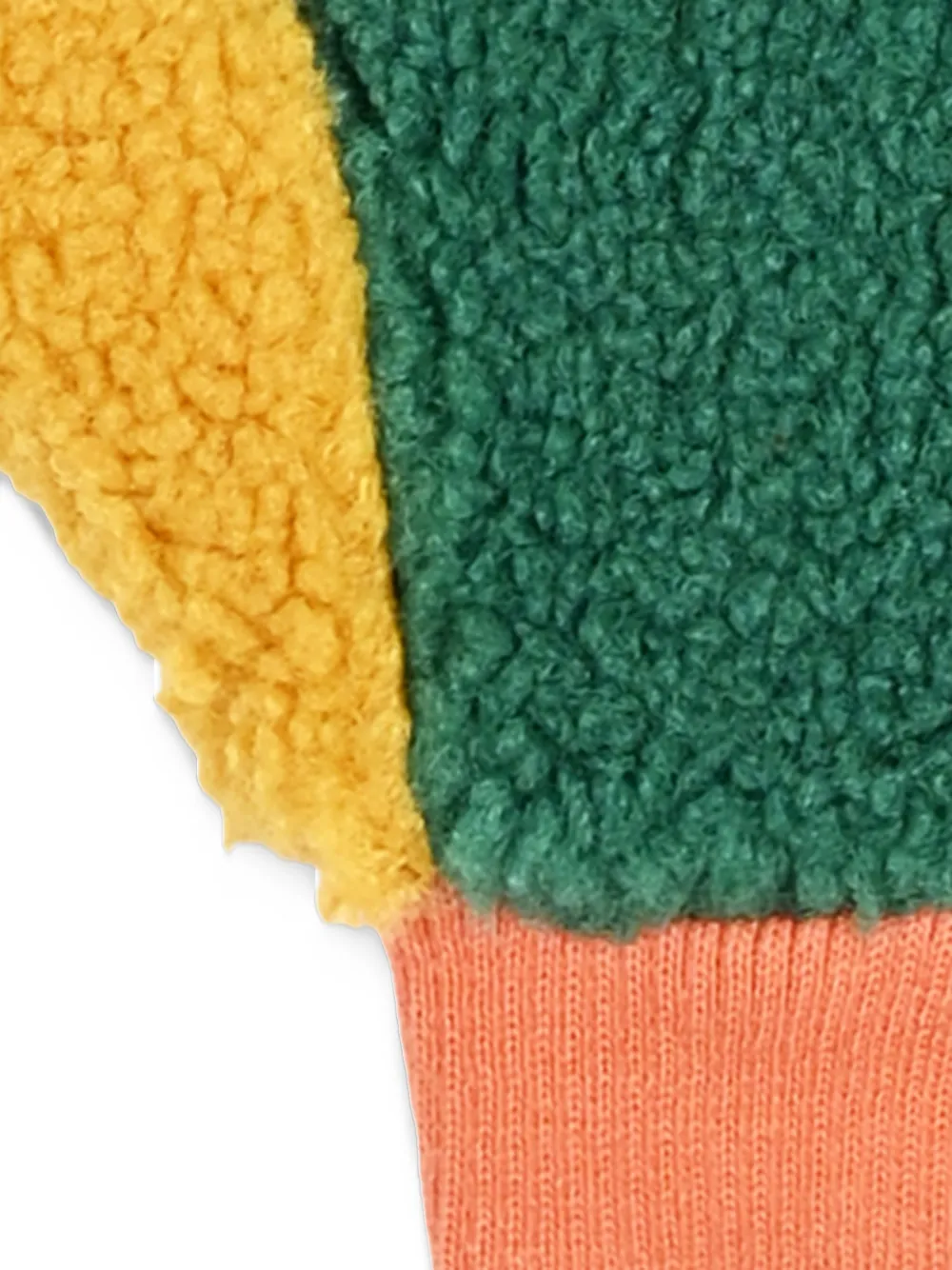 Roarsome fleece-texture colour-block mittens Groen