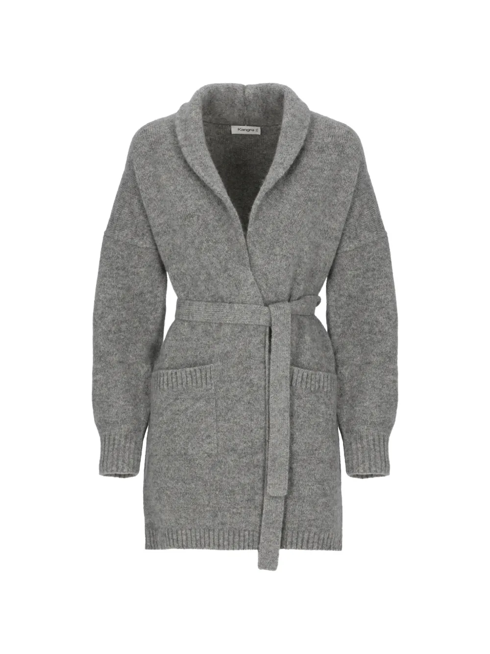 Kangra belted shawl-collar cardi-coat - Grigio