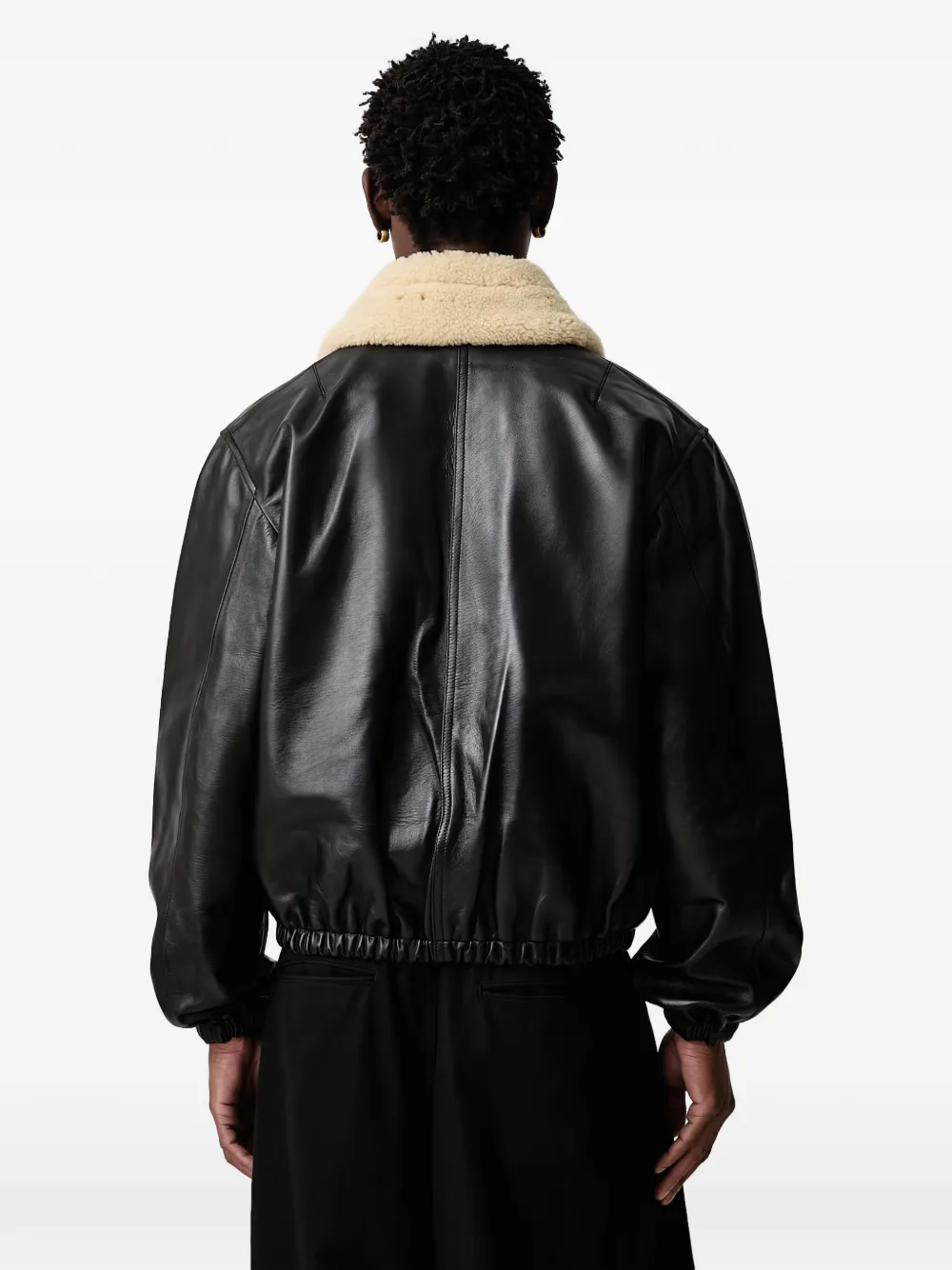 Filling Pieces shearling-collar zip-up jacket Zwart