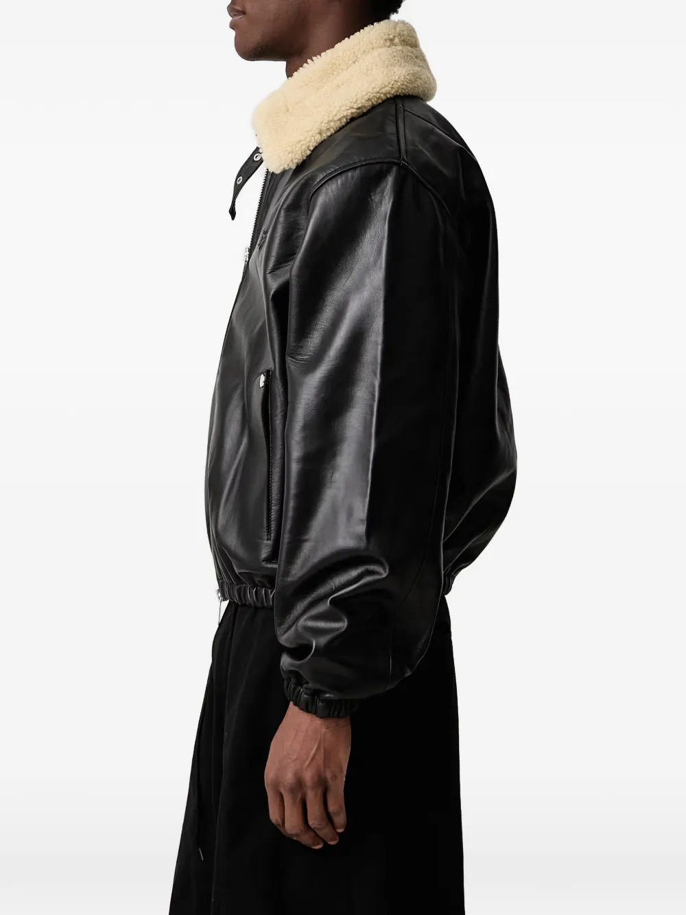 Filling Pieces shearling-collar zip-up jacket Zwart