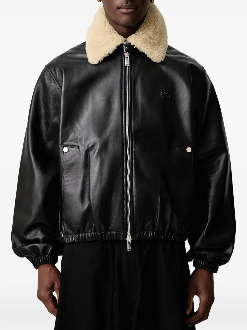 Filling Pieces shearling-collar zip-up jacket Zwart