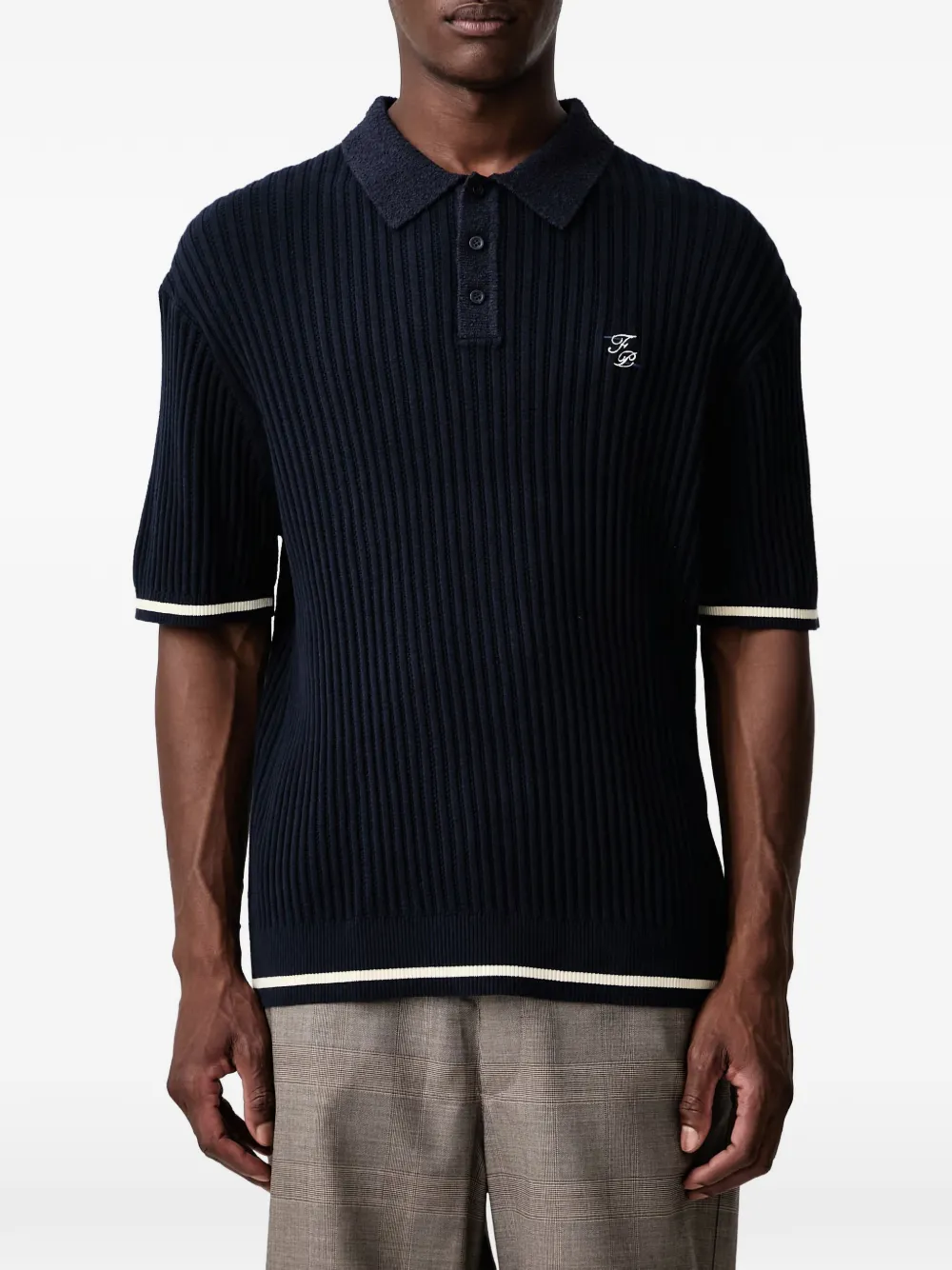Filling Pieces logo-embroidered polo shirt Blauw