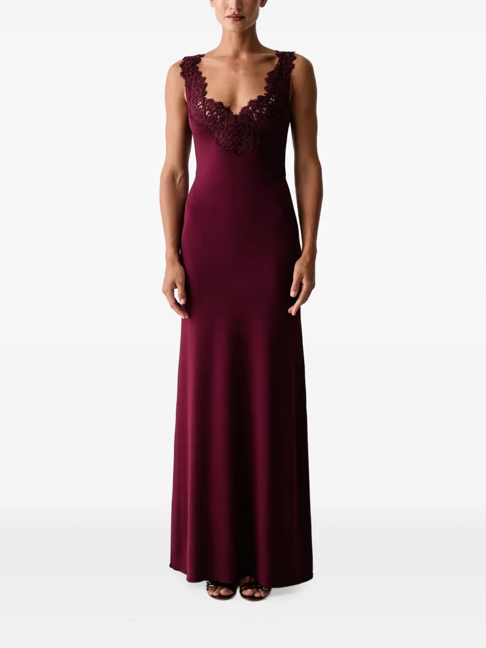 Ermanno Scervino lace-trim sleeveless maxi dress Rood