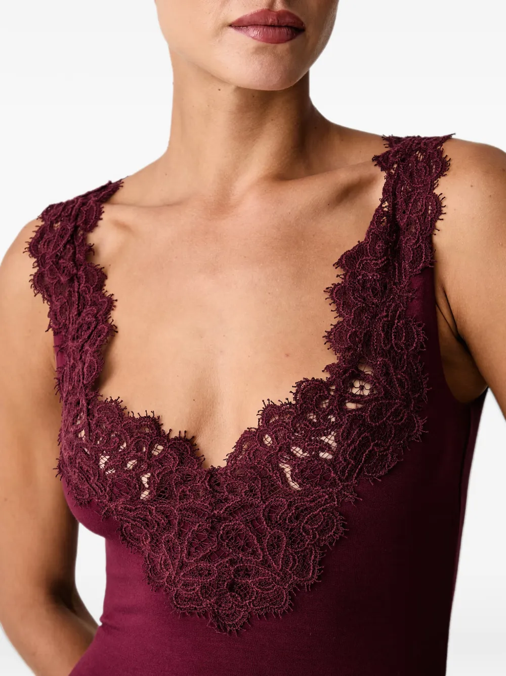 Ermanno Scervino lace-trim sleeveless maxi dress Rood
