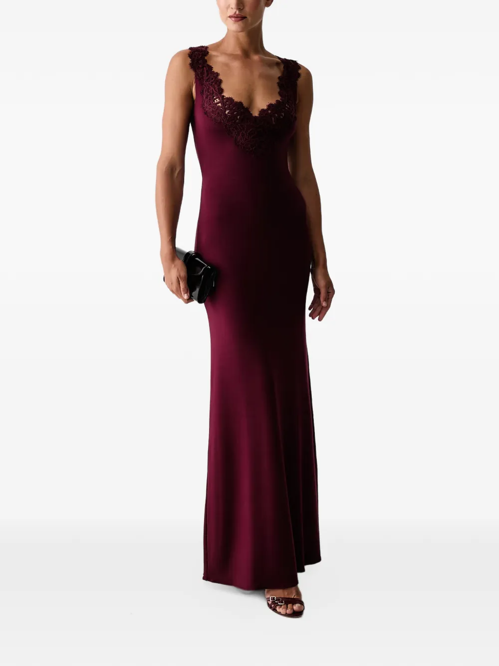 Ermanno Scervino lace-trim sleeveless maxi dress Rood