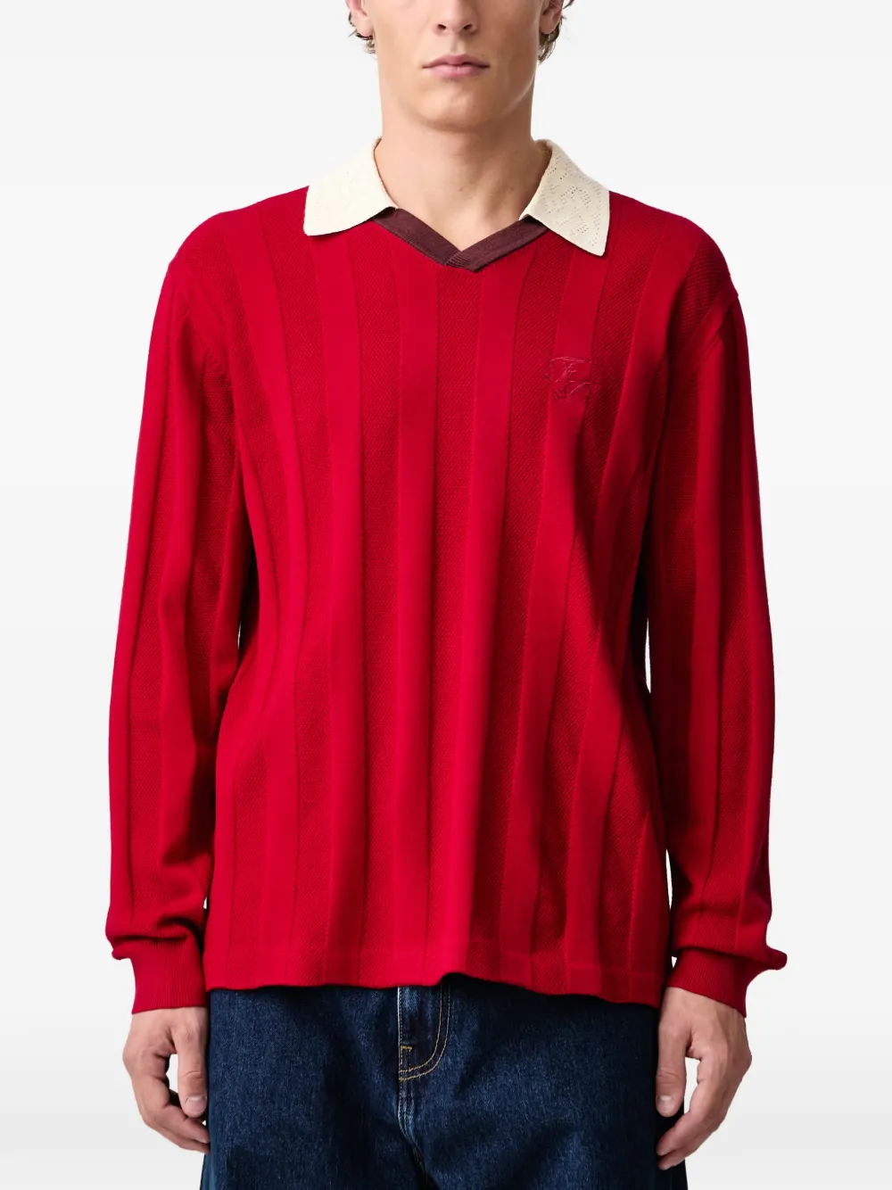 Filling Pieces polo-collar long-sleeved T-shirt Rood
