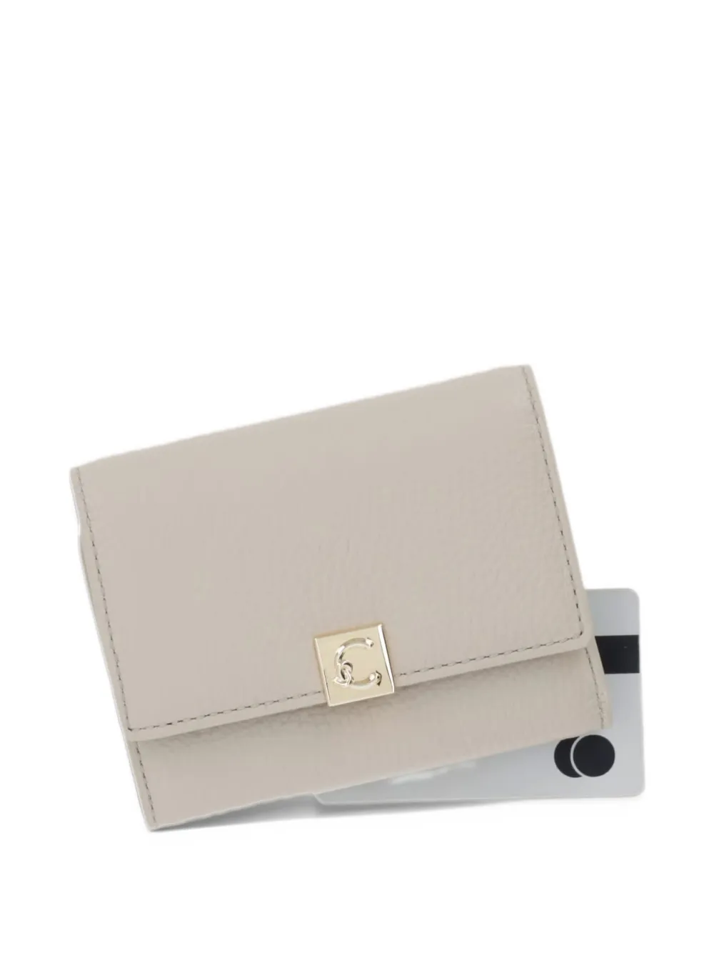 Coccinelle Pansy logo-plaque pebbled-leather wallet Grijs