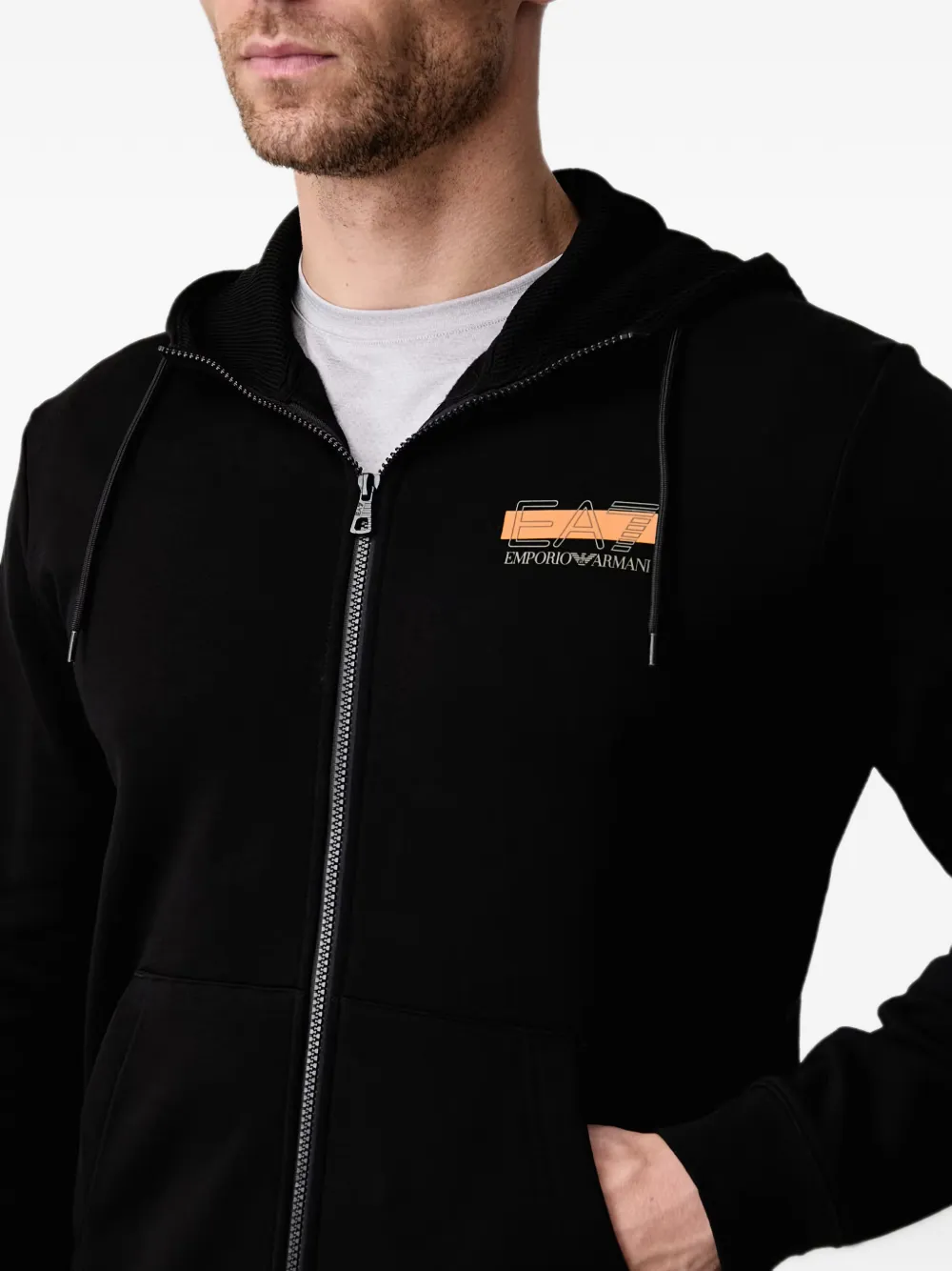 Ea7 Emporio Armani logo-print zip-up hoodie Zwart
