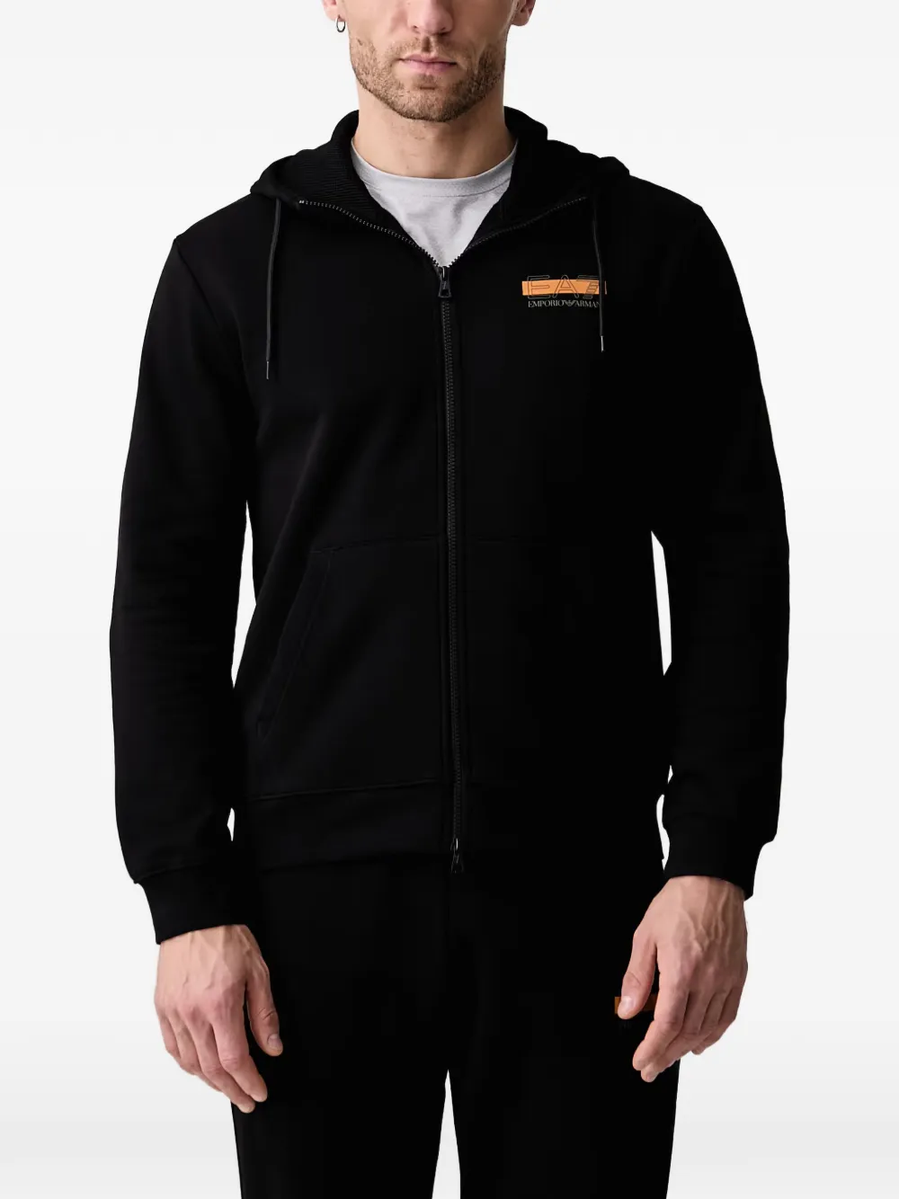 Ea7 Emporio Armani logo-print zip-up hoodie Zwart
