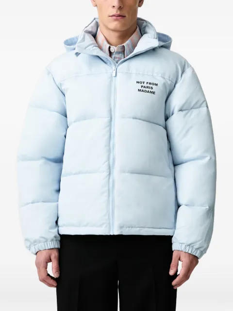 Drôle De Monsieur Slogan hooded puffer jacket