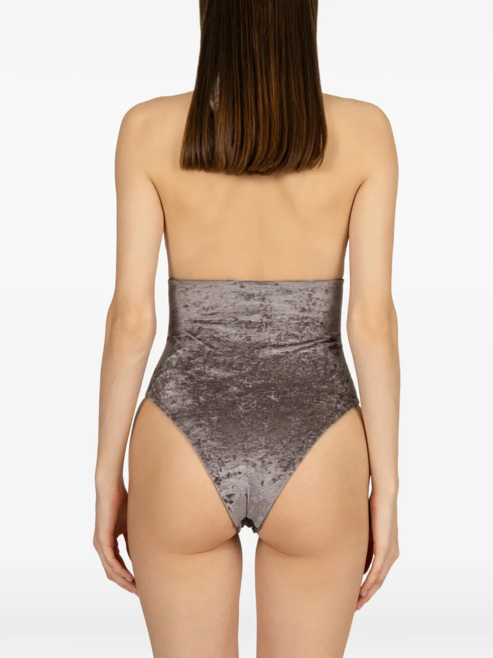 PARAMIDONNA Amber velvet-effect swimsuit Grijs
