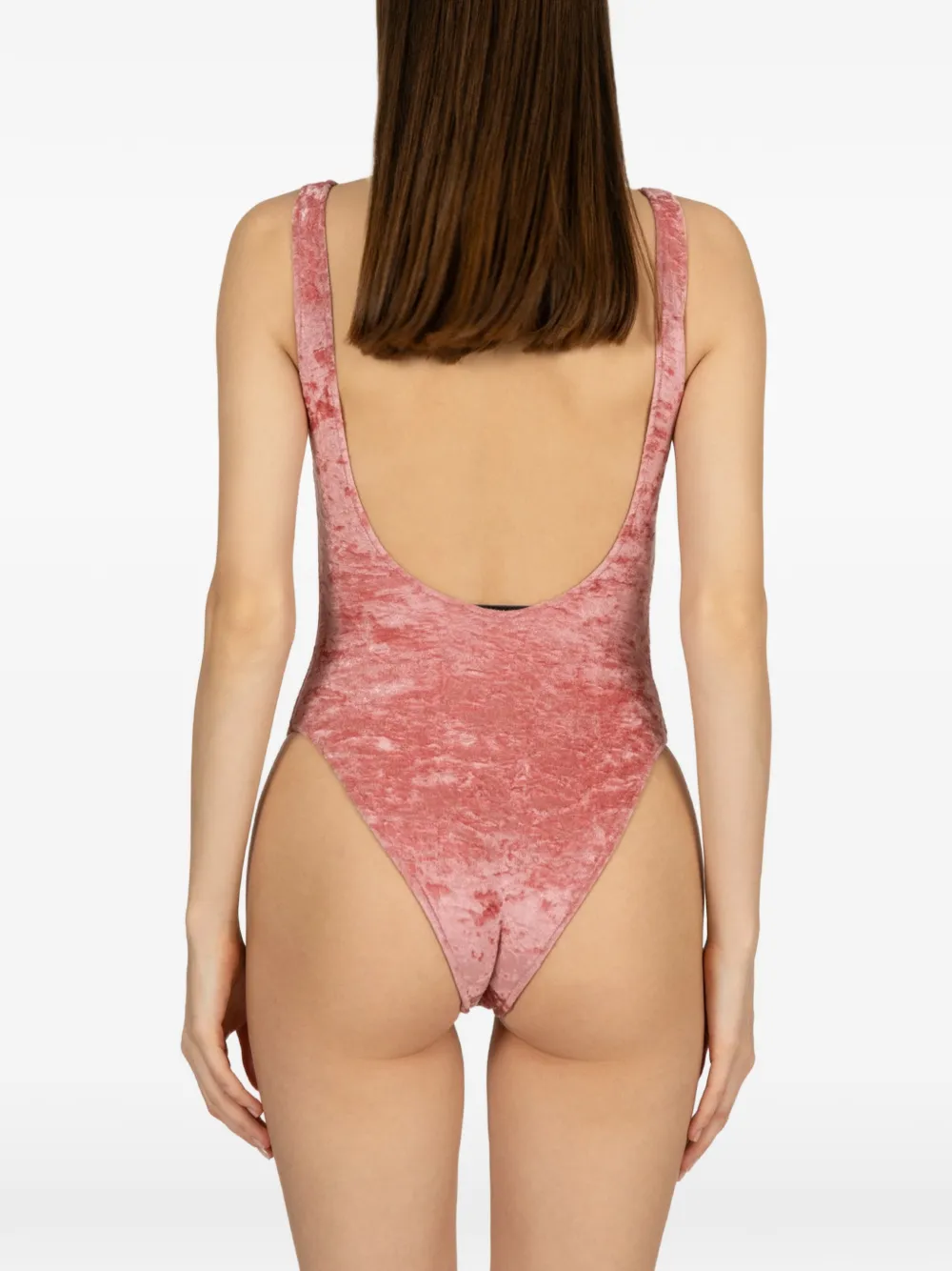 PARAMIDONNA Elle velvet-effect swimsuit Roze