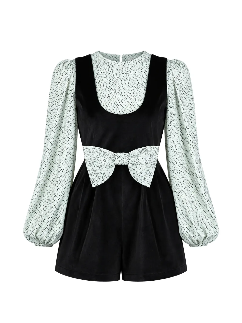Elisabetta Franchi La Mia Bambina bow-detail polka-dot playsuit Zwart