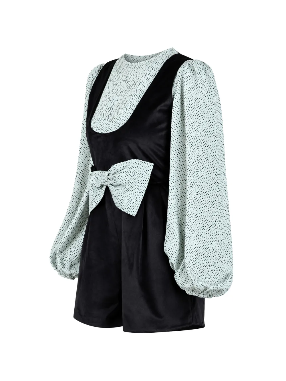 Elisabetta Franchi La Mia Bambina bow-detail polka-dot playsuit Zwart