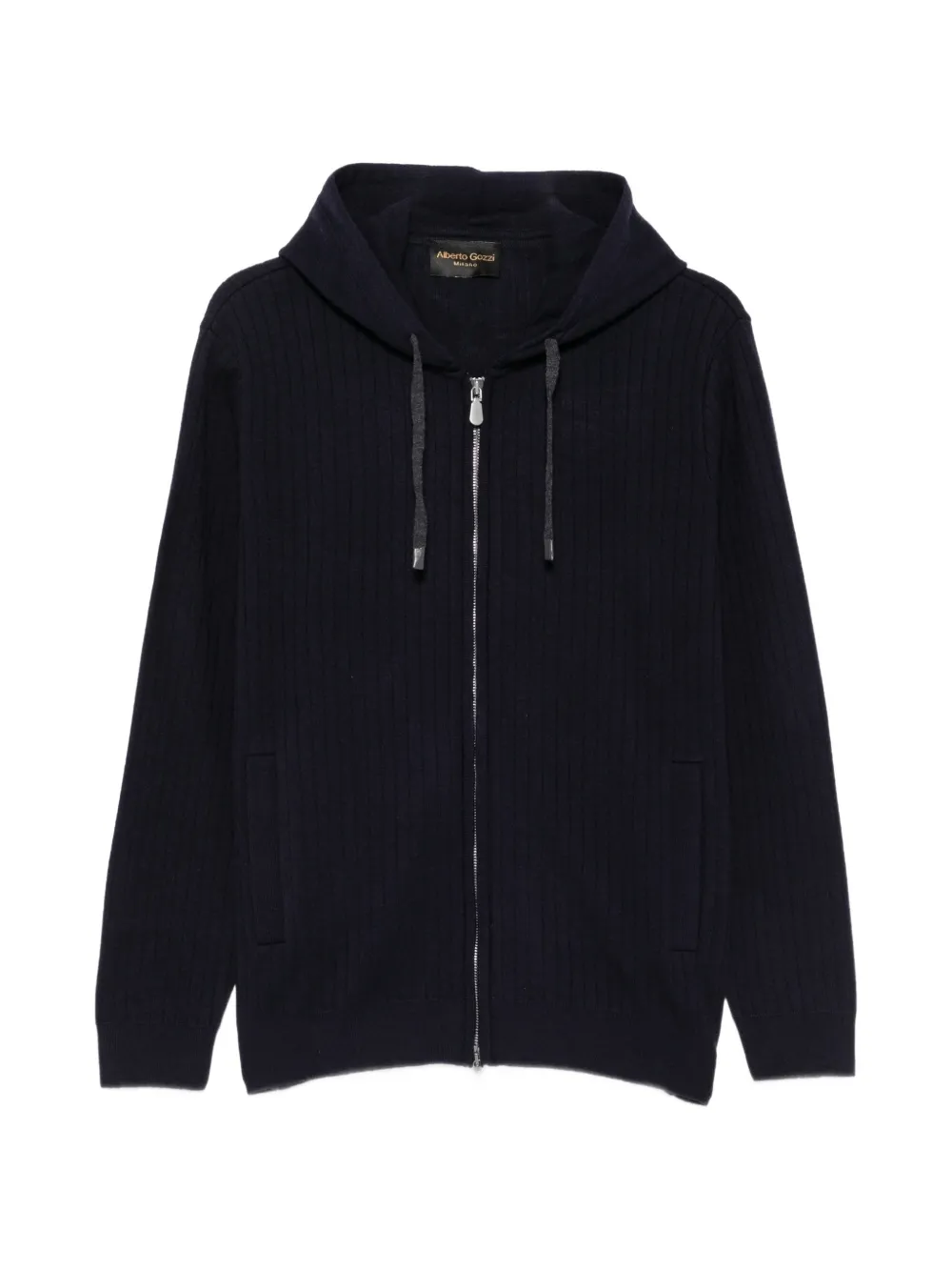 Alberto Gozzi ribbed-knit zip-up hoodie - Blue