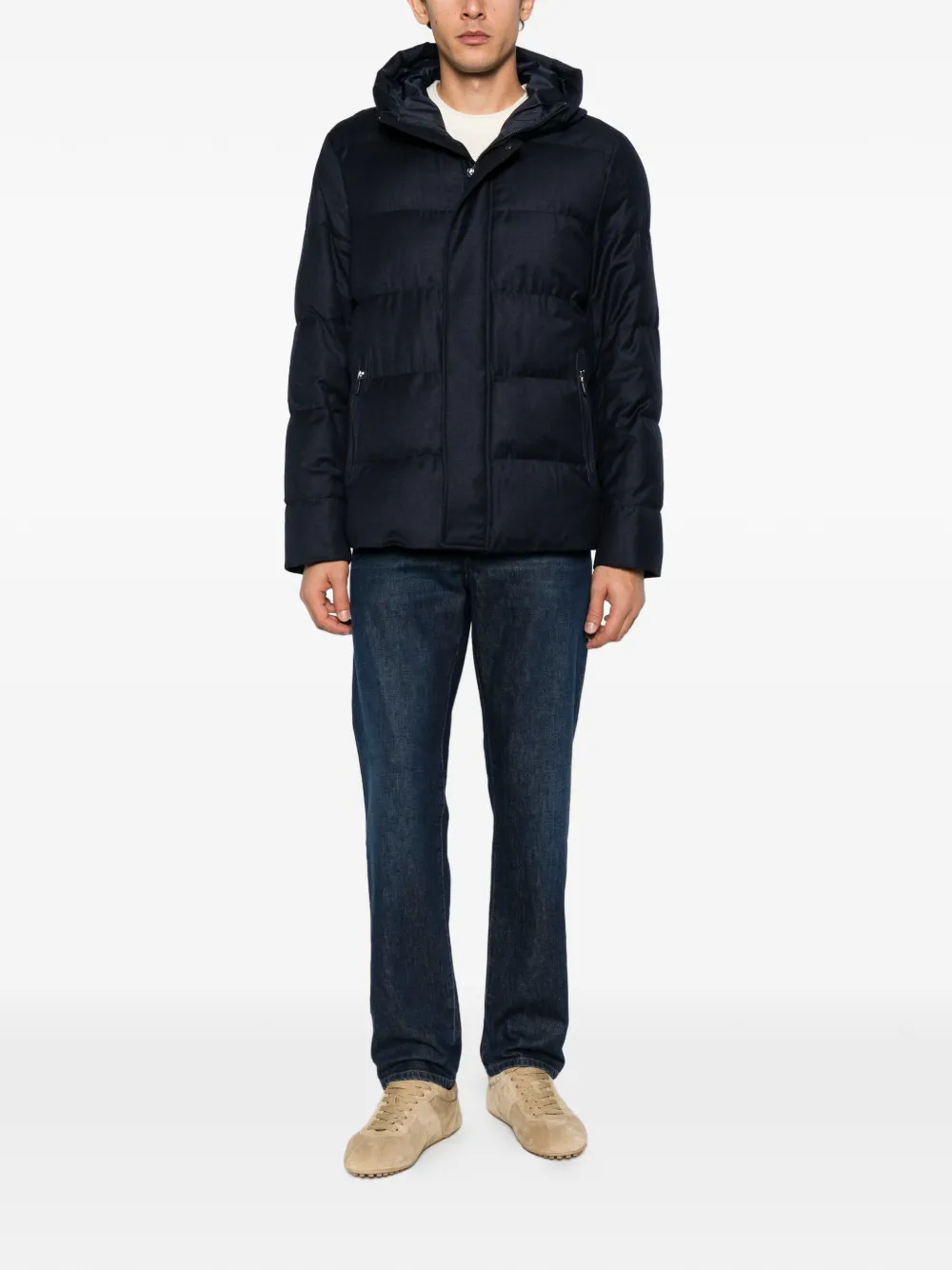 Alberto Gozzi hooded quilted wool jacket - Blue