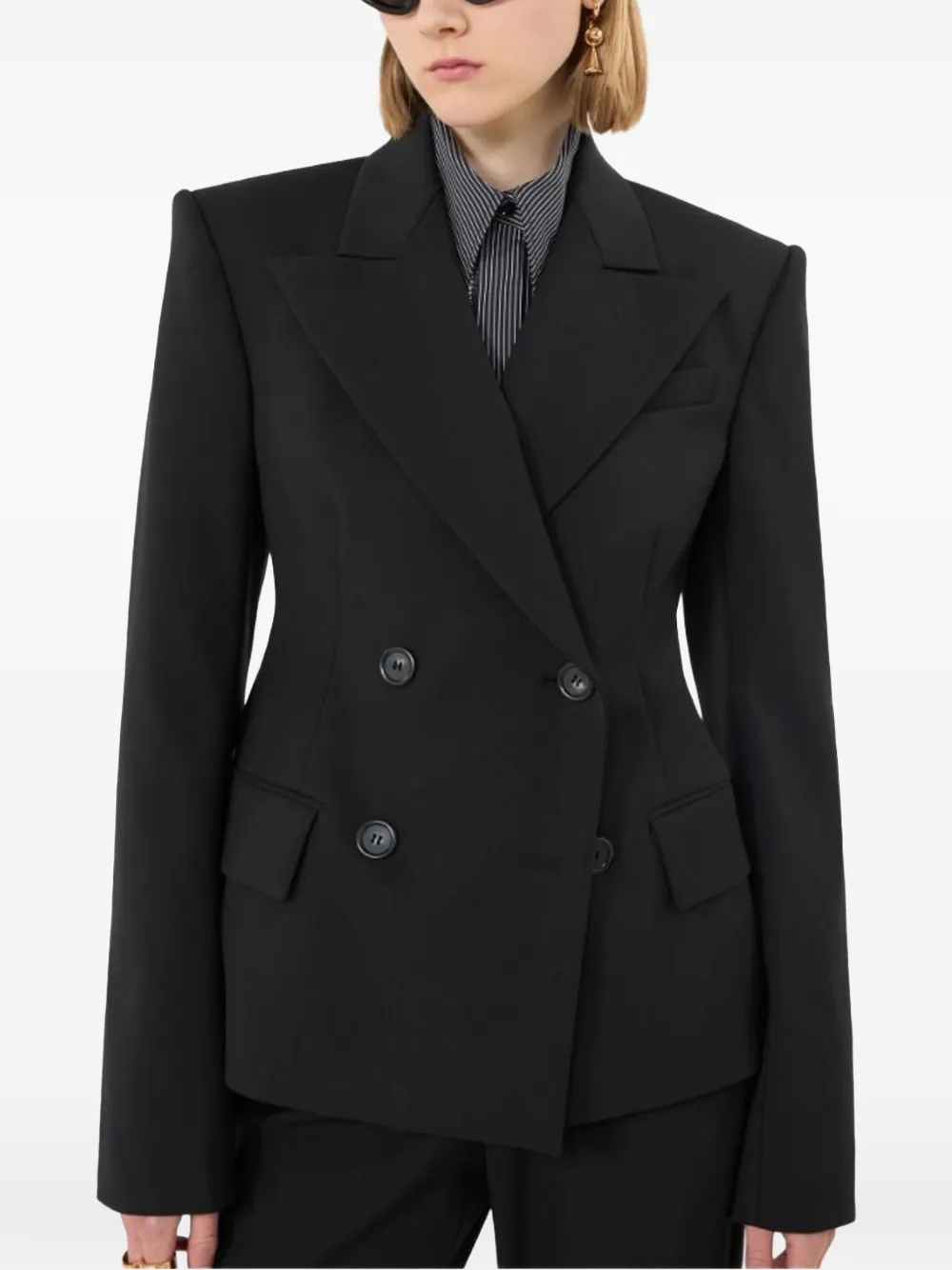 Sportmax Fresia double-breasted peak-lapels blazer Zwart