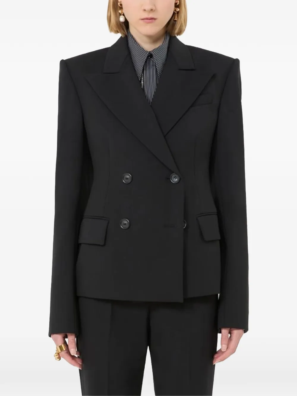 Sportmax Fresia double-breasted peak-lapels blazer Zwart